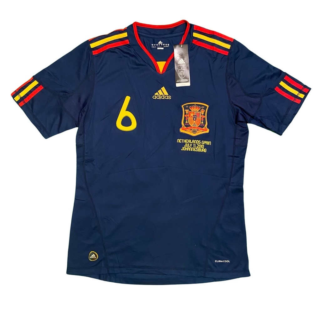 2010 Spain Away World Cup Final Soccer Jersey #6 A. Iniesta Size M-L